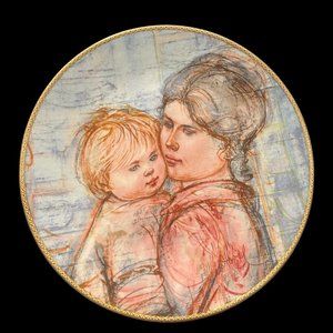 Vintage Edna Hibel Collector Plate " A Time to Embrace" March of Dimes, 1990